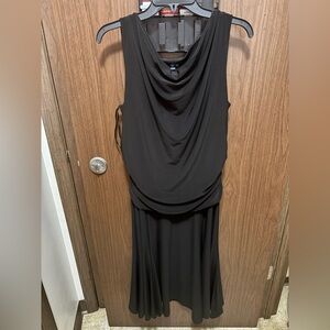 Chaps Black Maxi Dress with Draped Neckline